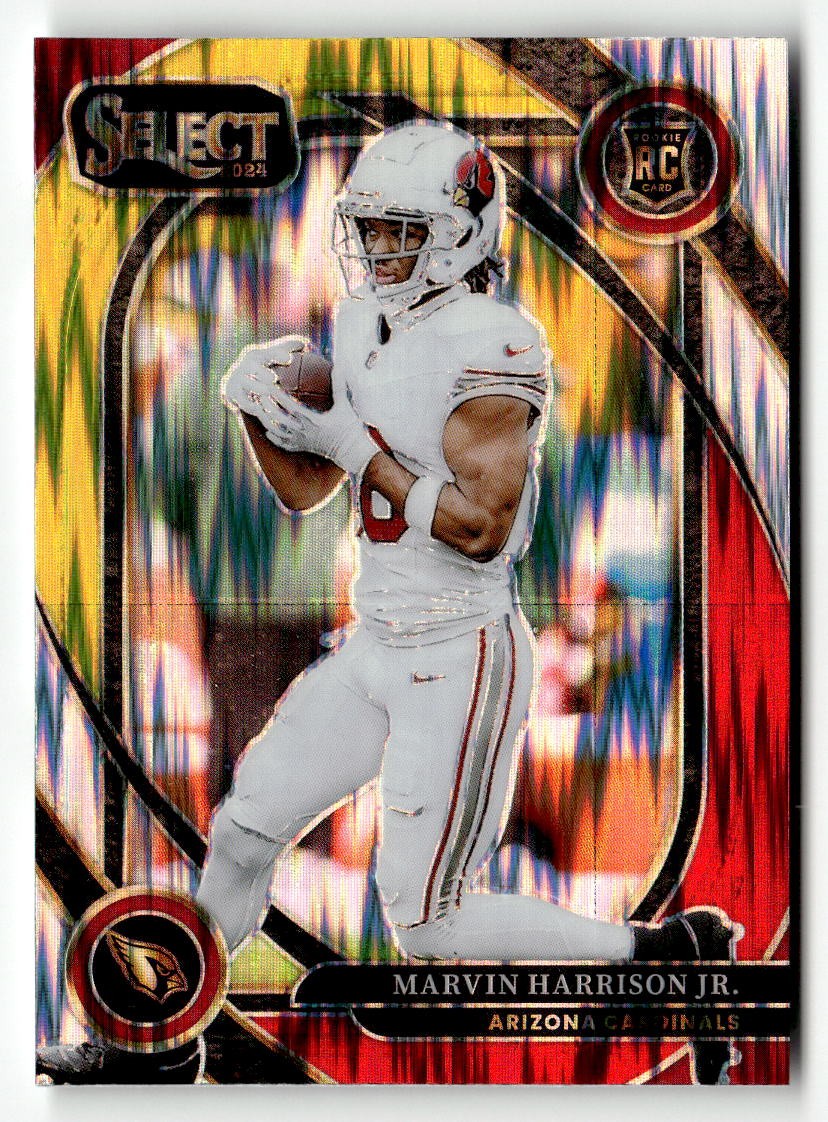 2024 Panini Select #219 Marvin Harrison Jr. Red & Yellow Prizm Shock
