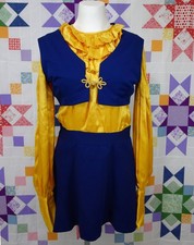 Vintage Varsity Spirit Cheerleading Uniform Womens S Blue Gold Cheerleader D11