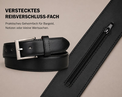 VEN-TOMY Unisex Sicherheitsgürtel aus Kunstleder   Versteckter Geldgürtel 4023