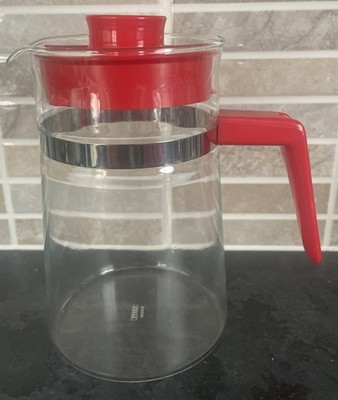 Vintage Retro MC Pyrex Frankreich Rot Glas Kaffee Tee Kanne Kanne & Deckel 6,5 Zoll Neu