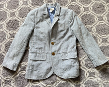 Boy's CREWCUTS Pinstripe Seersucker Thompson Blazer Jacket Sport Coat Size 4/5