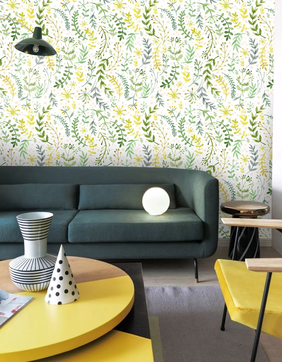 3D Plants Leaves Watercolor Pattern Wall Murals Wallpaper Murals Wall Sticker