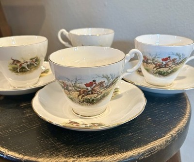 Royal Stuart Bone China Tea Cup & Saucer Set, Fox Hunting Theme, Made in England
