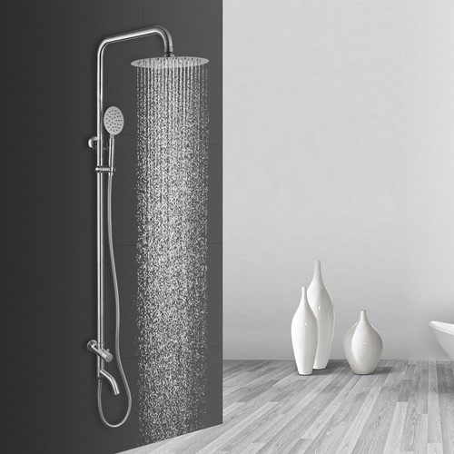 Einzel Kalt Duscharmatur Nickel gebürstet 8" Duschkopf 2-Wege Ventil Handhahn - Bild 1 von 12