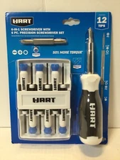 HART 6-in-1 Screwdriver With 6 Piece Precision Screwdriver Set, New