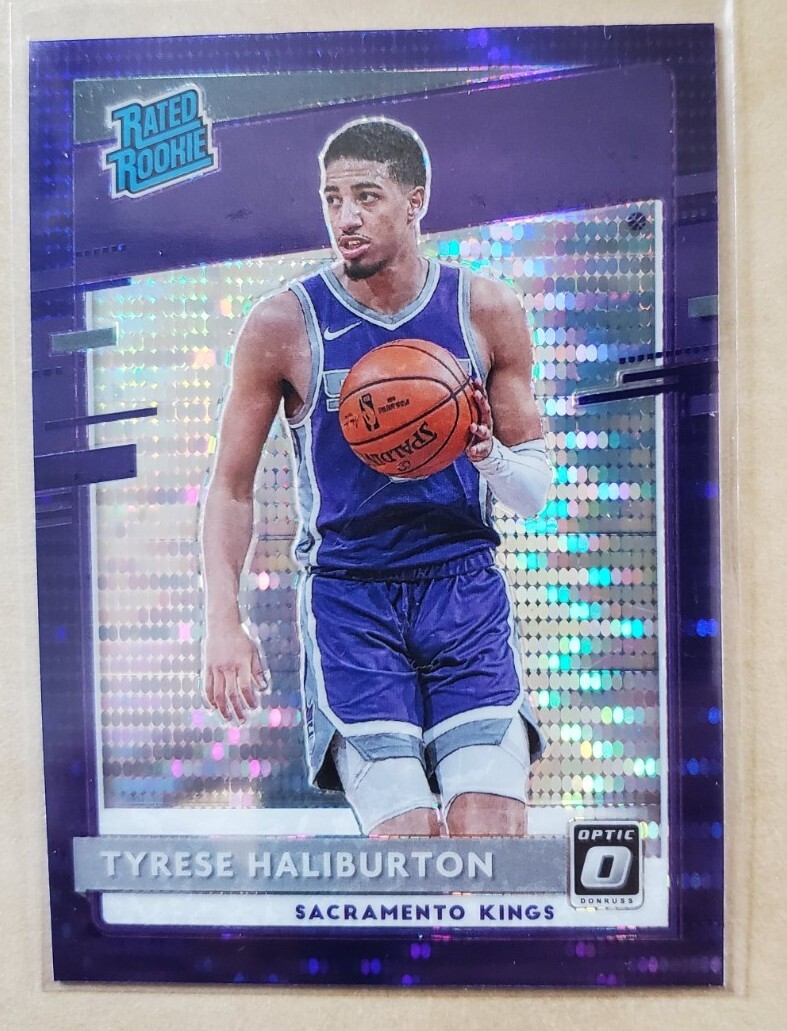 2020-21 Optic Tyrese Haliburton Purple Pulsar Prizm Rated Rookie Card #162 KINGS