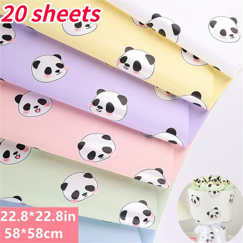 20 Sheets Panda Printed Wrapping Paper Bouquet Present Packaging 23x23" - Image 2 of 4