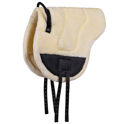 QHP Bareback Pad Otario with Strap System Cream Faux Fur