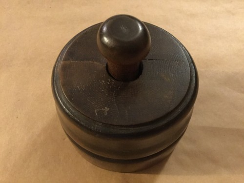Vintage Antique Cracked Wooden Wood Butter Mold Stamp W/ Flower Design - Picture 3 of 13