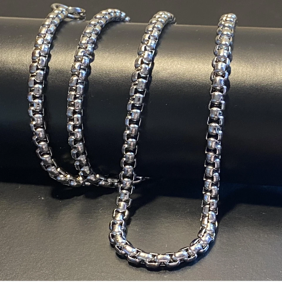 Collana acciaio uomo donna catena veneziana argento da 70 cm catenina in inox - Immagine 3 di 4