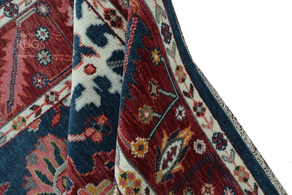 Navy Blue Oushak Hand Knotted Rug in 5x8, 6x9, 8x10, 9x12, 10x14 Wool Area Rug - Image 4 of 4