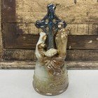 Vtg Nativity Scene Bell Cross Figurine Joseph Mary Baby Jesus Christmas Pottery