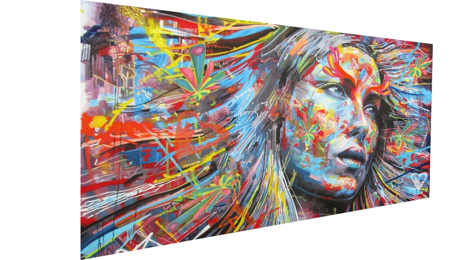 Canvas street art painting print Modern graffiti urban 59"x36" - Image 2 of 3