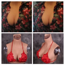 C-G Cup Oil Free Silicone Breast Forms Breastplate For Crossdresser Drag Queen 