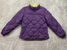 Lands End Jacket Girls 14 Large Purple Goose Down Insulated Full Zip Puffer Coat
