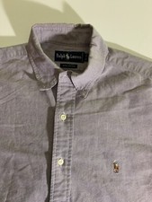 VTG Vintage Ralph Lauren Mens 16/33 Purple Solid Button Down Shirt Colored Logo
