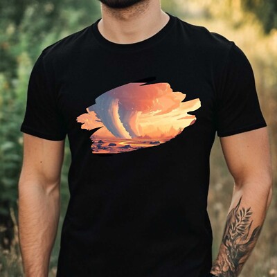 T-Shirt Herren Tornado Landschaft Motiv Baumwolle Größe XS bis 5XL
