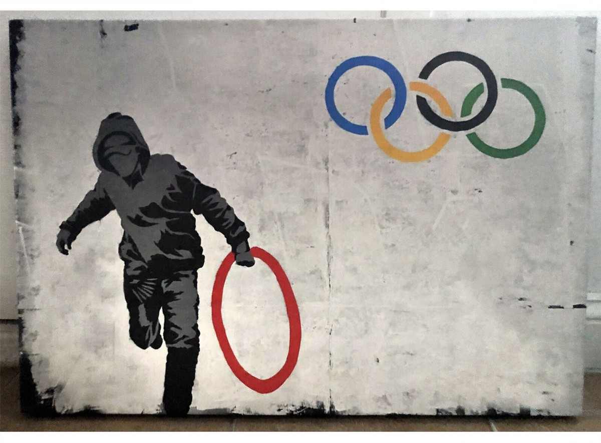 Banksy Stolen Ring - Olympic Rings Gallery Wrapped Canvas Wall Art