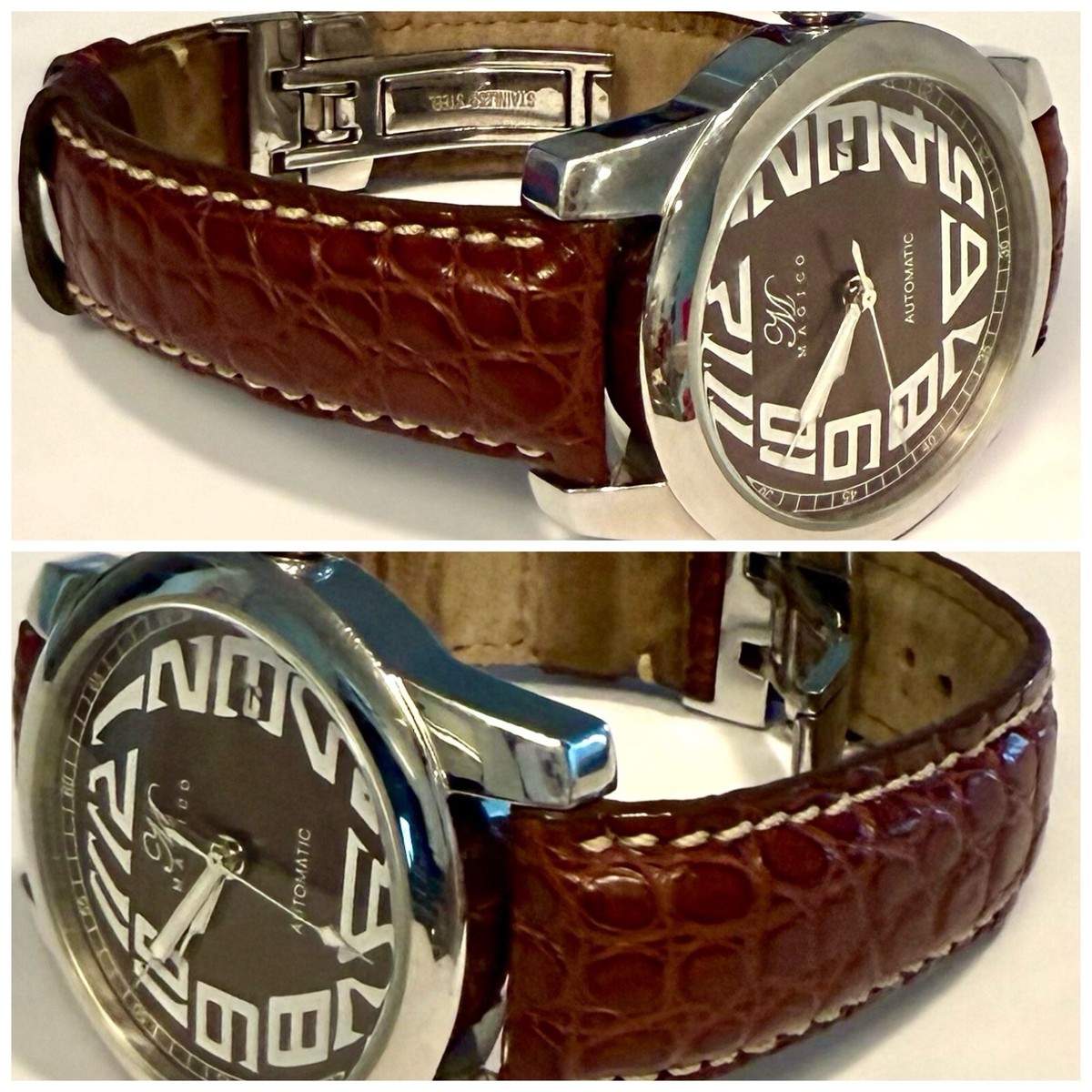42mm Auto | Brown Alligator Strap & Dial | MAGICO | Miyota 21J | Mens Watch View 2