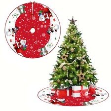Santa Claus Gifts Snowman Christmas Tree Mat, Winter Xmas Tree Skirt Home Decor