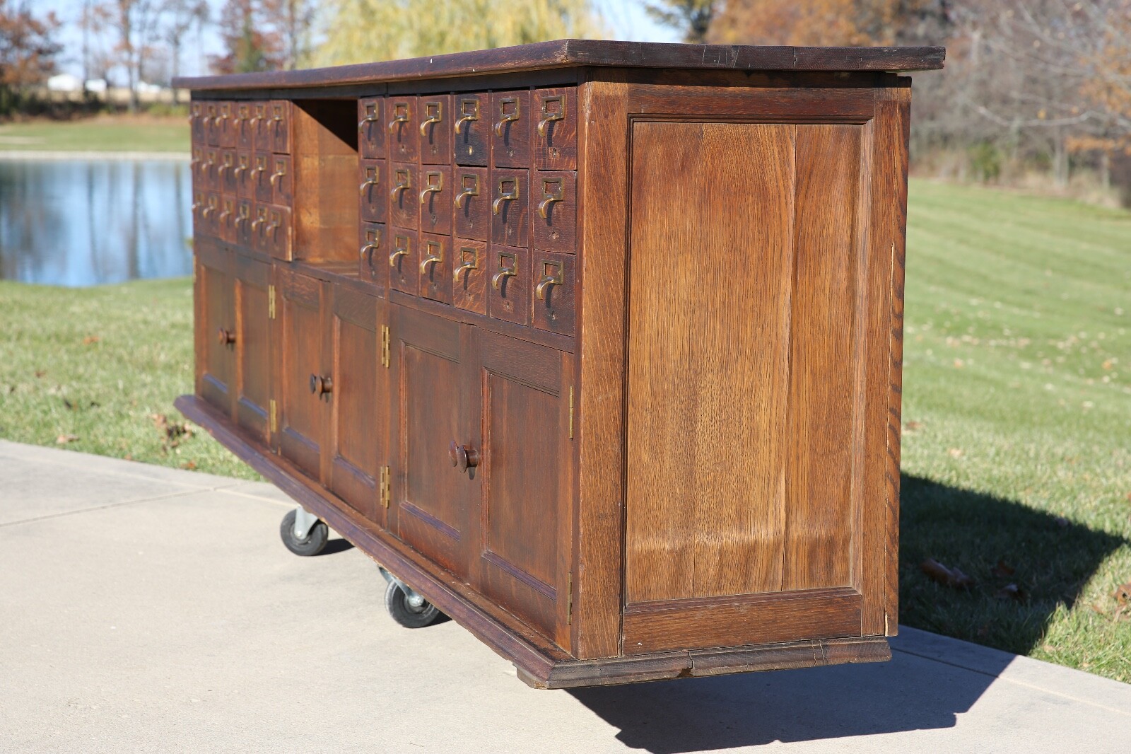 Antique Store Counter Kitchen Island Library Card Catalog Oak