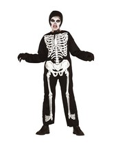 CHILD SCARY CREEPY SKELETON COSTUME SKULL BONES BLACK WHITE BOYS GIRLS HALLOWEEN