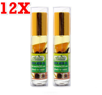 12x Balsam Balm Thai Green Herb Ginseng Oil Massage Relief Dizziness Pain 8ml