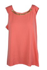 Calvin Klein Porcelain Rose Sleeveless Embellished Shell  L