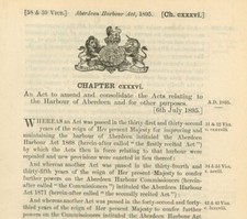 Antique Act of Parliament Aberdeen Harbour Scotland 1895 politics document