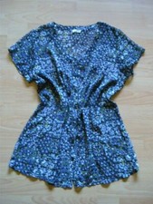 Chelsea Bluse Longbluse Tunika blau Mille Fleur 38 40 42 M L transparent