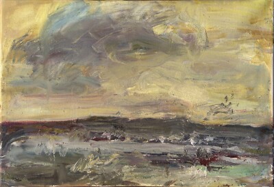 Victor Chaus (1940-2019), Vintage, Realist - Landschaft mit Wolken - Öl Leinwand