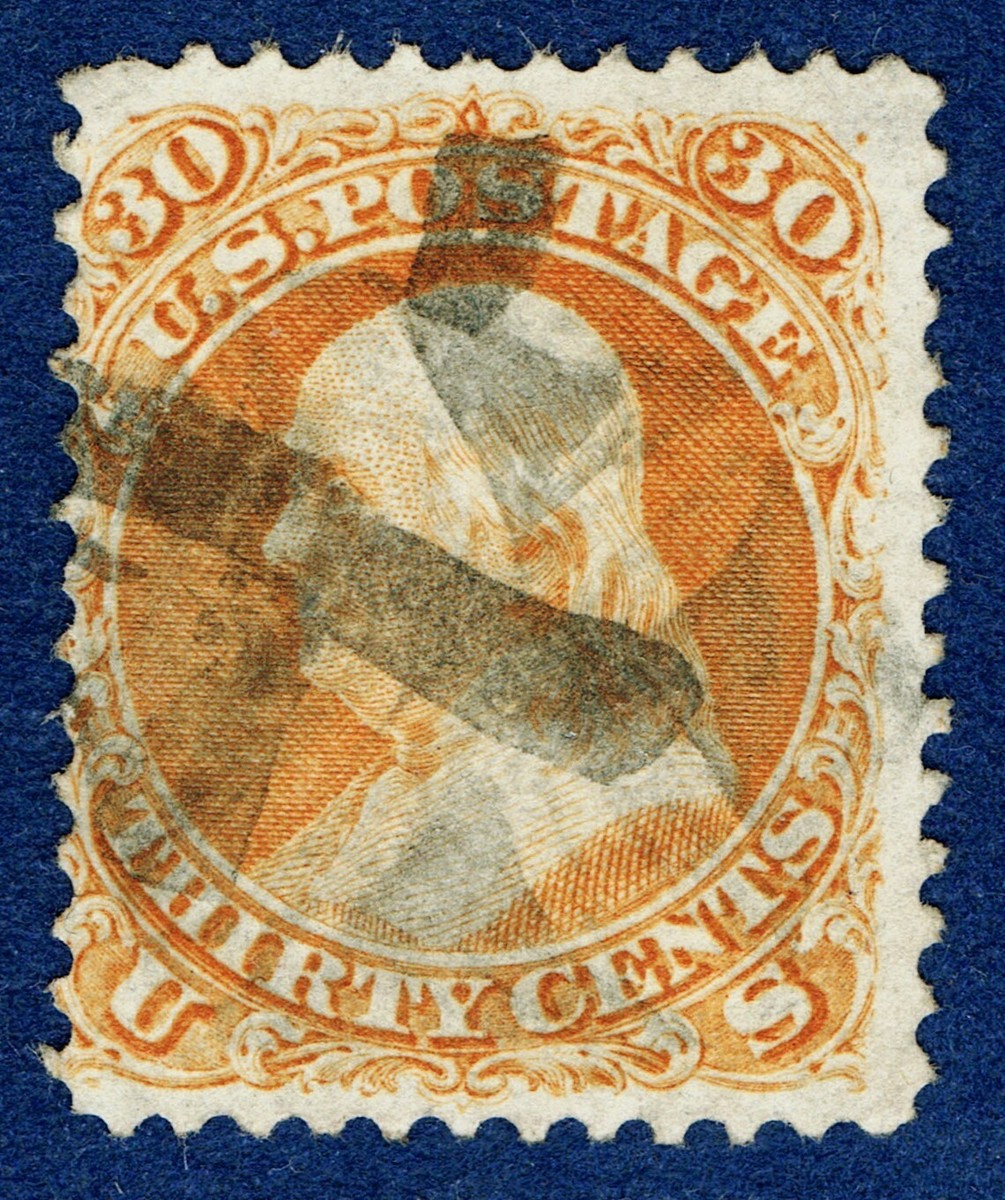 st9639] USA 1861 Scott#71 used 30¢ orange with 