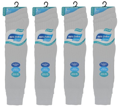 3-12 pares de calcetines acanalados altos para hombre de manguera larga 100 % algodón hasta la rodilla talla Reino Unido 6-11 - Imagen 12 de 14