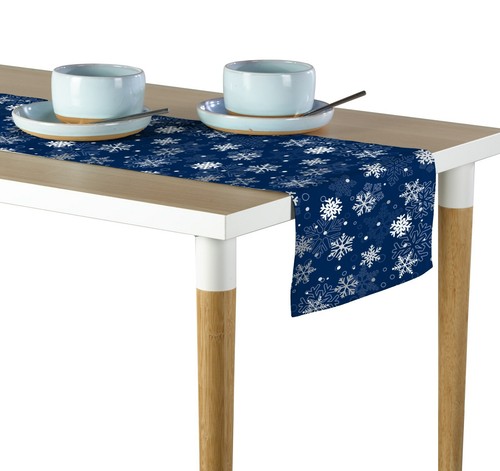 Corredores de mesa copos de nieve azul invierno - 12" x 72" o 14" x 108" - Imagen 1 de 3