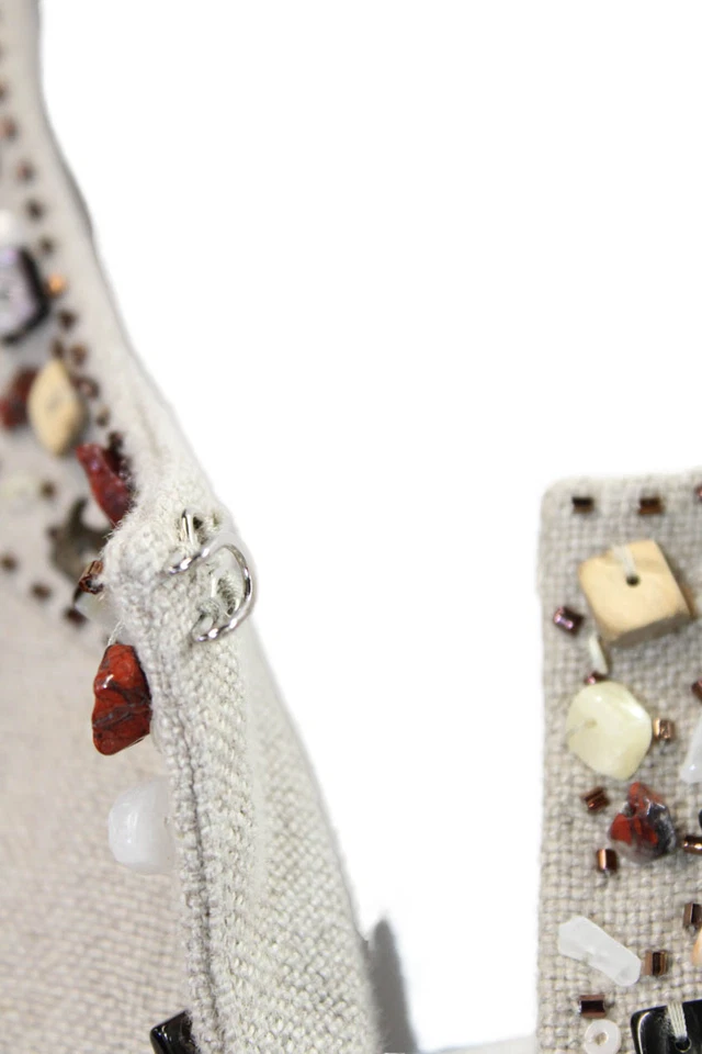 Blazer BCBGMAXAZRIA Feminino Linho Frisado Gola Redonda Forrado Manga Longa Marrom Tamanho M - Imagem 4 de 4