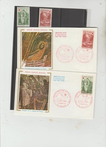 France 1970  2 FDC Red Cross issue plus 2 MNH Stamps   good condition