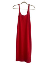 UO Bella Ribbed Bodycon Midi Red Sz Medium Dress
