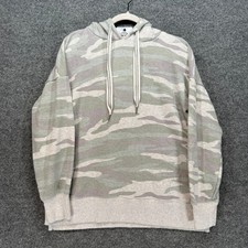 Aerie Hoodie Women Small Green Camo French Terry Pullover Oversized Sweatshirt