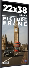 22x38 Frame Black Real Wood Picture Frame Width 0.75 inches | Interior Frame Dep