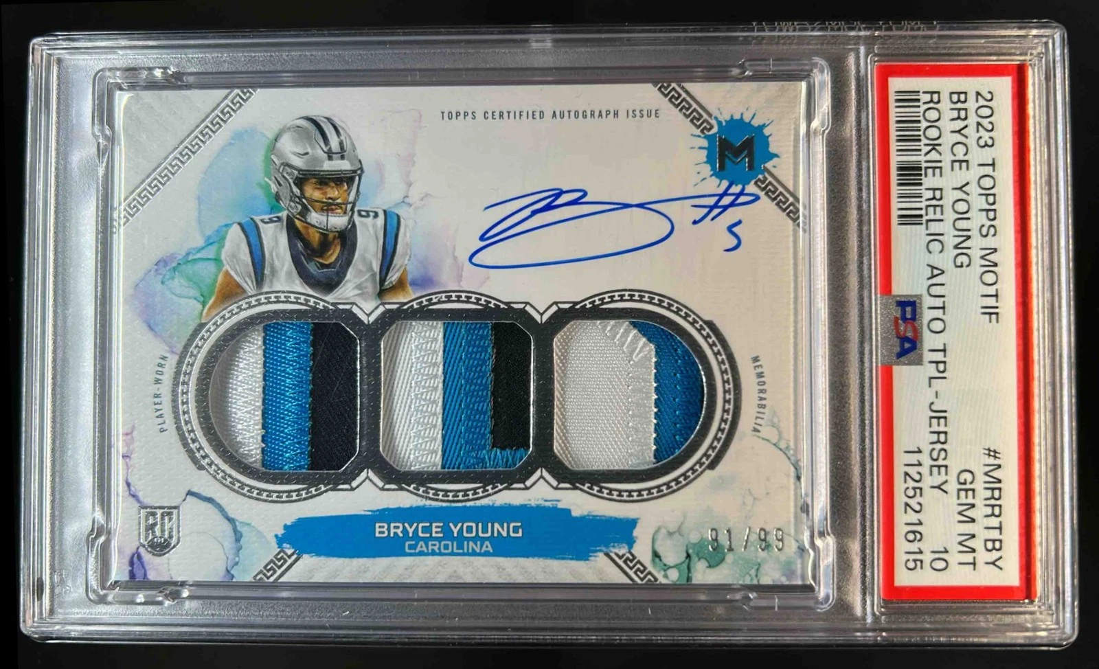 Bryce Young Topps Motif Motif Rookie Relic Autograph Triple #MRRTBY Jersey