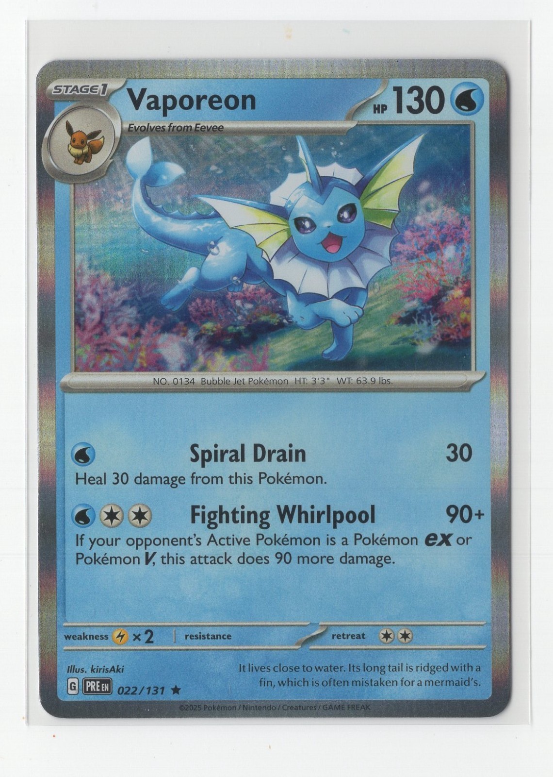 Pokemon Prismatic Evolutions - 022/131 Vaporeon Holo