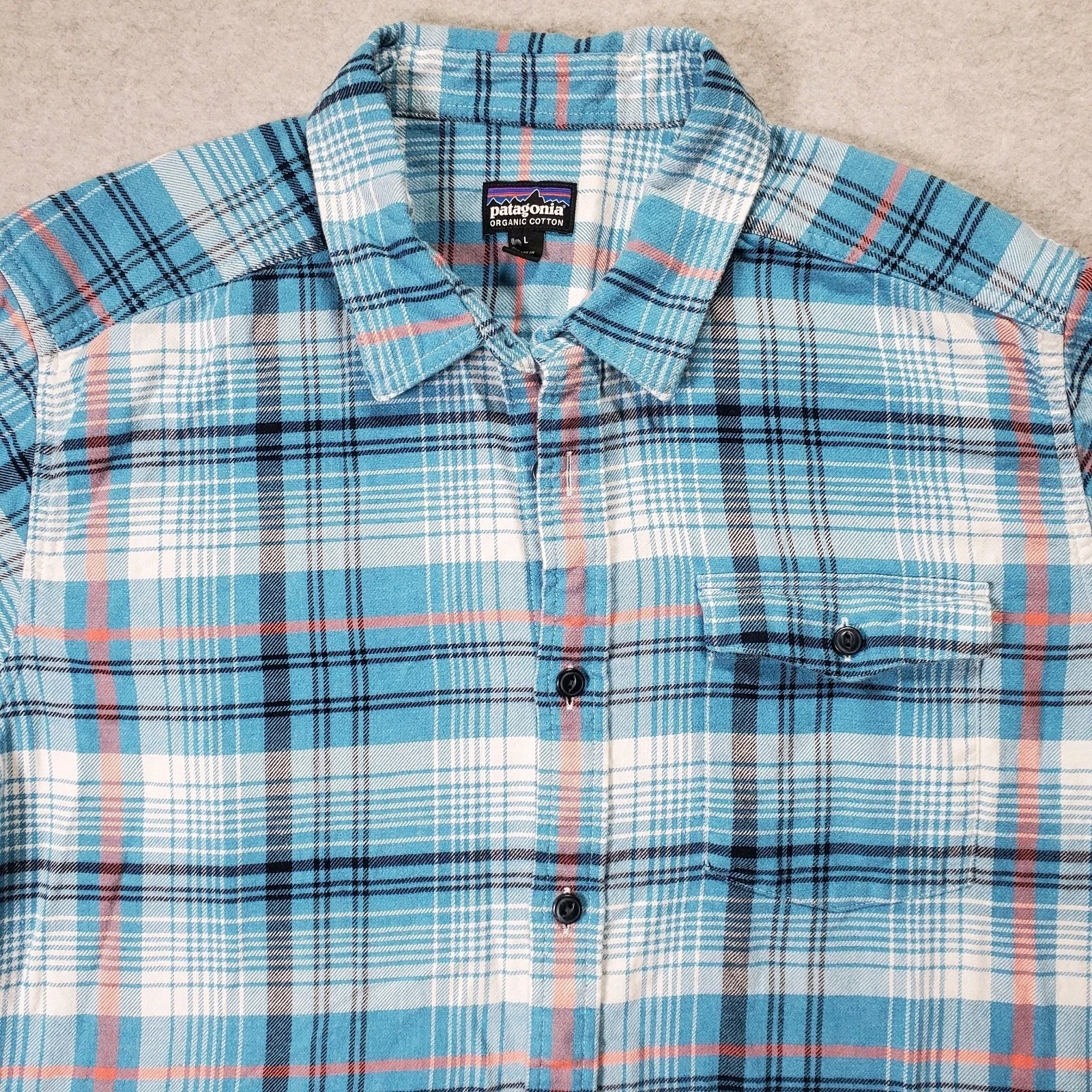 Patagonia Worn Wear Plaid Button Up Flannel Long Sleeve Shirt Size Large Outdoor