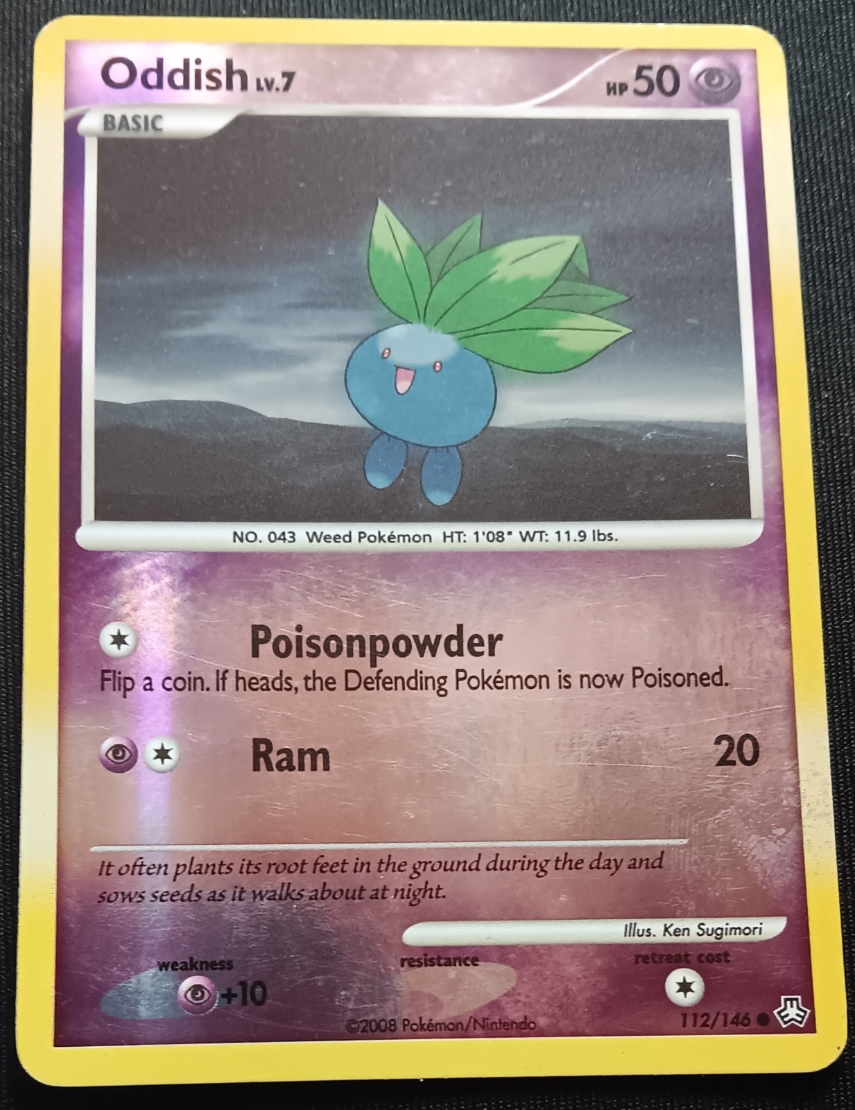 Pokemon - Oddish 112/146 - DP Legends Awakened - Vintage Rev HOLO - 2008 - LP