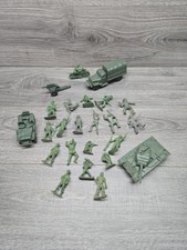 Vtg Green Plastic Army Men Lot With Tank Truck Motorcycle Jeep Canon