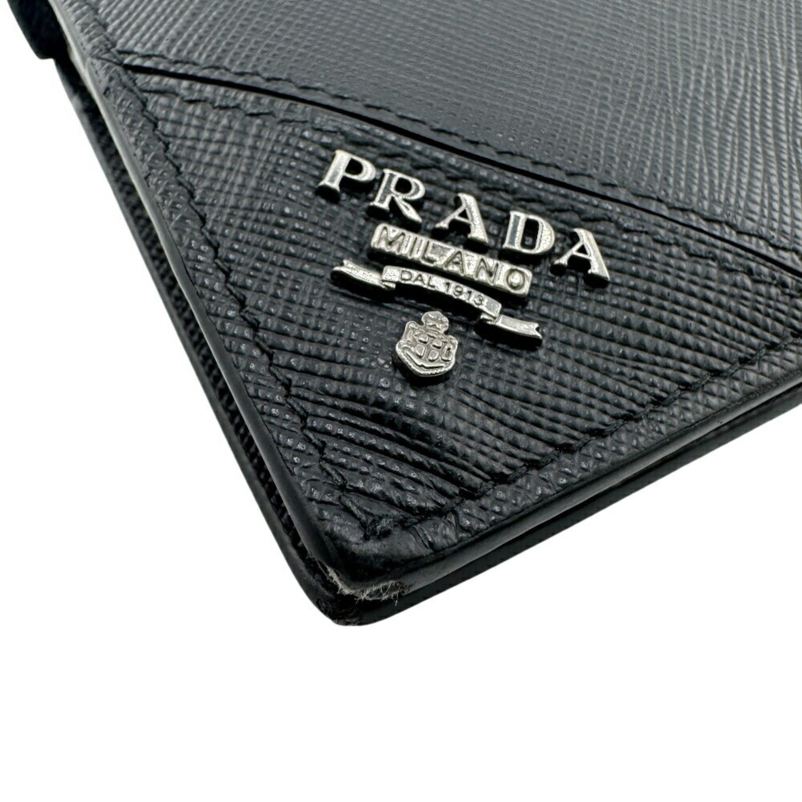 PRADA 2MV836 Saffiano Bi-fold Long Wallet, Black, Men's GZl1f7ug thumbnail 3