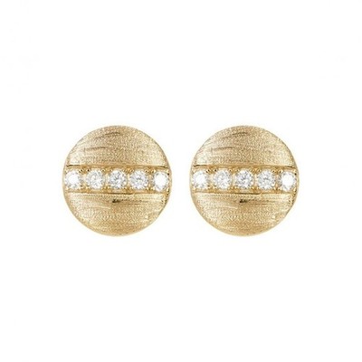 NEU ADORNIA Fine Pave Line 14k Gold Vermeil Runde Scheibe Strukturiert Kreis Ohrstecker