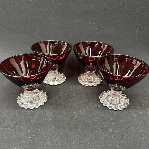Anchor Hocking Berwick "Boopie" Ruby Red Sherbet/Champagne Glass, Set of 4, VTG