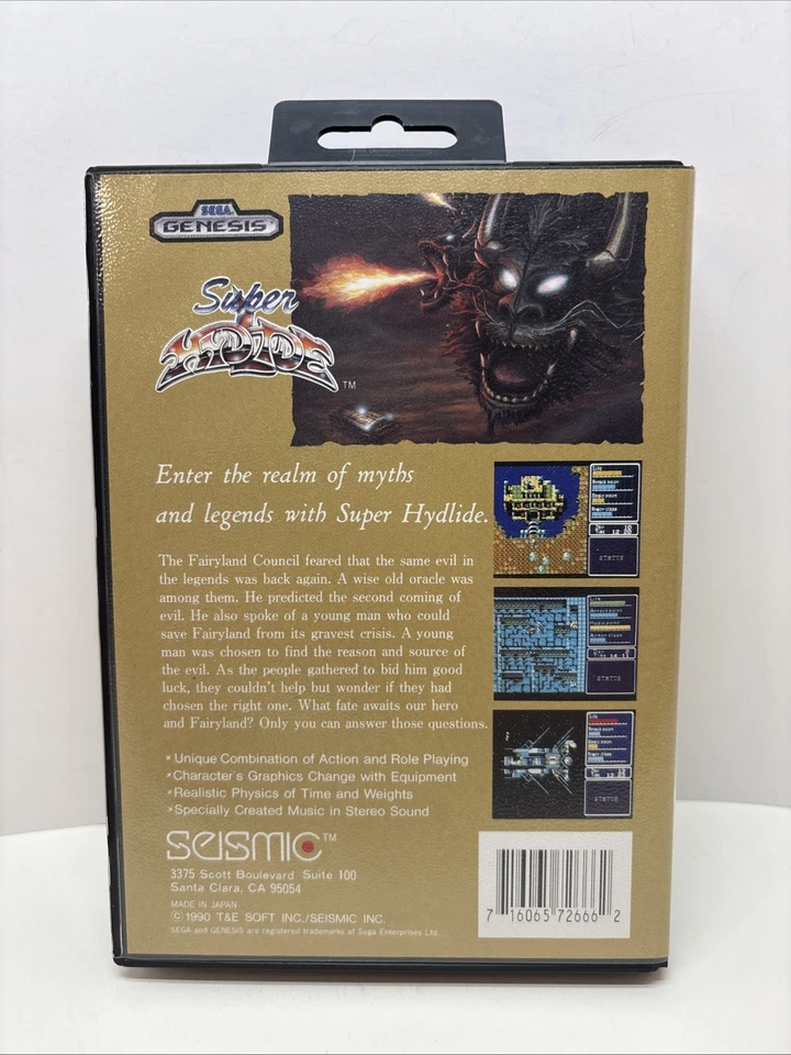 Super Hydlide Sega Genesis COMPLETE w/ Box manual game - Tested - Image 2 of 4