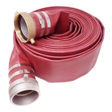Gloxco 3 x 50 Red Heavy Duty Lay Flat PVC Discharge Hose Assembly with Alum...