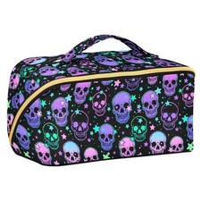 Makeup Organizer Bag, Stars Purple Skulls Travel Makeup Bags Makeup Vanity Ca...